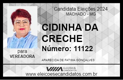 Candidato CIDINHA DA CRECHE 2024 - MACHADO - Eleições