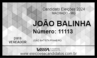 Candidato JOÃO BALINHA 2024 - MACHADO - Eleições