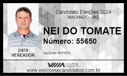 Candidato NEI DO TOMATE 2024 - MACHADO - Eleições