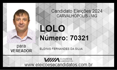 Candidato LOLO 2024 - CARVALHÓPOLIS - Eleições