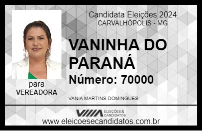 Candidato VANINHA DO PARANÁ 2024 - CARVALHÓPOLIS - Eleições