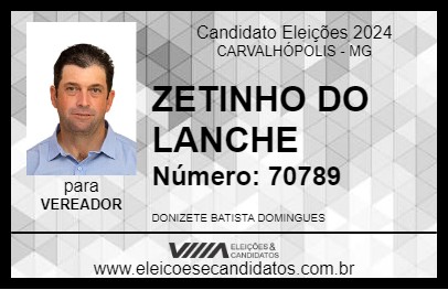 Candidato ZETINHO DO LANCHE 2024 - CARVALHÓPOLIS - Eleições