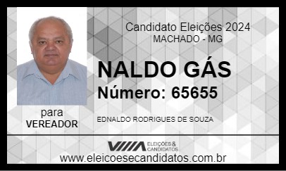 Candidato NALDO GÁS 2024 - MACHADO - Eleições