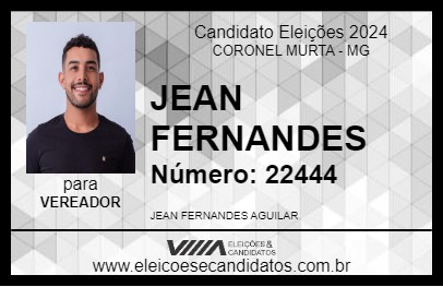 Candidato JEAN FERNANDES 2024 - CORONEL MURTA - Eleições