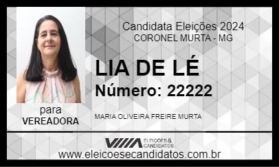 Candidato LIA DE LÉ 2024 - CORONEL MURTA - Eleições