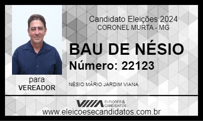 Candidato BAU DE NÉSIO 2024 - CORONEL MURTA - Eleições