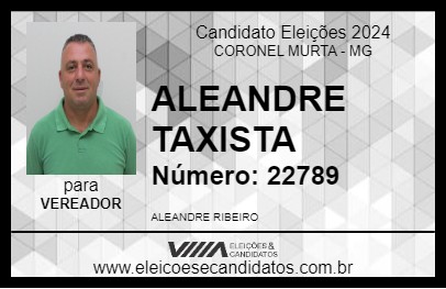 Candidato ALEANDRE TAXISTA 2024 - CORONEL MURTA - Eleições