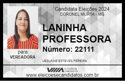 Candidato LANINHA PROFESSORA 2024 - CORONEL MURTA - Eleições