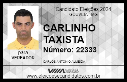 Candidato CARLINHO TAXISTA 2024 - GOUVEIA - Eleições