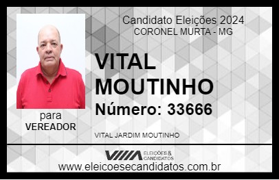 Candidato VITAL MOUTINHO 2024 - CORONEL MURTA - Eleições