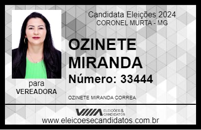 Candidato OZINETE MIRANDA 2024 - CORONEL MURTA - Eleições