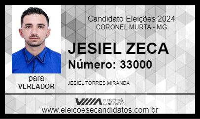 Candidato JESIEL ZECA 2024 - CORONEL MURTA - Eleições