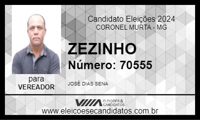 Candidato ZEZINHO 2024 - CORONEL MURTA - Eleições