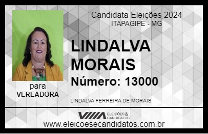 Candidato LINDALVA MORAIS 2024 - ITAPAGIPE - Eleições