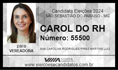 Candidato CAROL DO RH 2024 - SÃO SEBASTIÃO DO PARAÍSO - Eleições