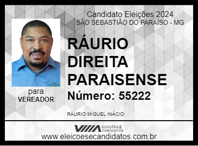 Candidato RÁURIO DIREITA PARAISENSE 2024 - SÃO SEBASTIÃO DO PARAÍSO - Eleições