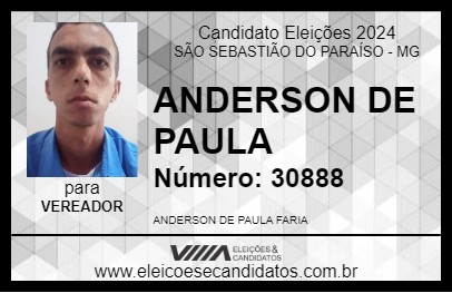 Candidato ANDERSON DE PAULA 2024 - SÃO SEBASTIÃO DO PARAÍSO - Eleições