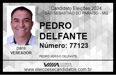 Candidato PEDRO DELFANTE 2024 - SÃO SEBASTIÃO DO PARAÍSO - Eleições