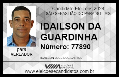 Candidato IDAILSON DA GUARDINHA 2024 - SÃO SEBASTIÃO DO PARAÍSO - Eleições