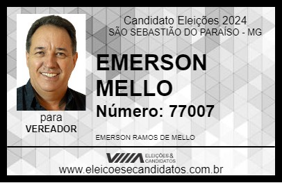 Candidato EMERSON MELLO 2024 - SÃO SEBASTIÃO DO PARAÍSO - Eleições