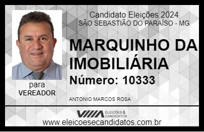 Candidato MARQUINHO DA IMOBILIÁRIA 2024 - SÃO SEBASTIÃO DO PARAÍSO - Eleições