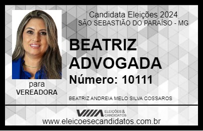 Candidato BEATRIZ ADVOGADA 2024 - SÃO SEBASTIÃO DO PARAÍSO - Eleições