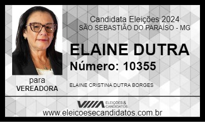 Candidato ELAINE DUTRA 2024 - SÃO SEBASTIÃO DO PARAÍSO - Eleições