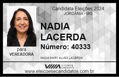 Candidato NADIA LACERDA 2024 - JORDÂNIA - Eleições