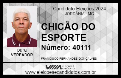 Candidato CHICÃO DO ESPORTE 2024 - JORDÂNIA - Eleições