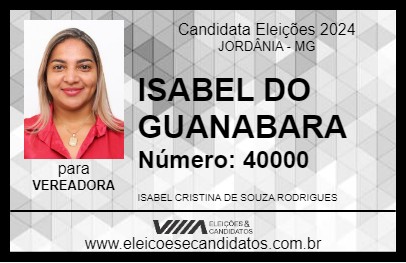 Candidato ISABEL DO GUANABARA 2024 - JORDÂNIA - Eleições