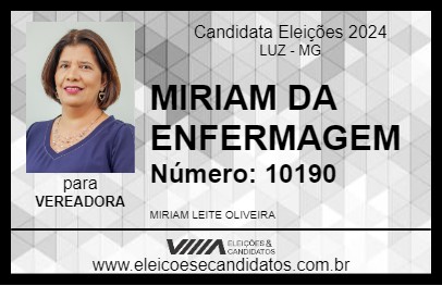 Candidato MIRIAM DA ENFERMAGEM 2024 - LUZ - Eleições