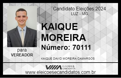 Candidato KAIQUE MOREIRA 2024 - LUZ - Eleições