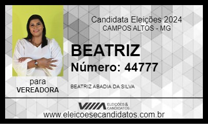 Candidato BEATRIZ 2024 - CAMPOS ALTOS - Eleições