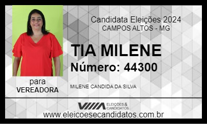 Candidato TIA MILENE 2024 - CAMPOS ALTOS - Eleições