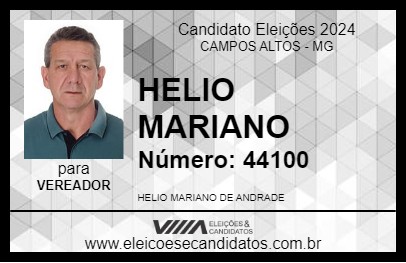 Candidato HELIO MARIANO 2024 - CAMPOS ALTOS - Eleições