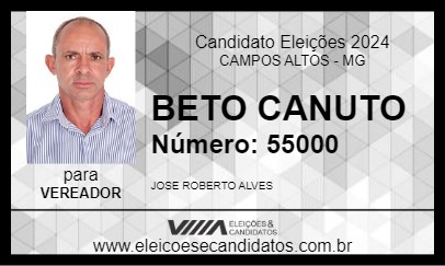 Candidato BETO CANUTO 2024 - CAMPOS ALTOS - Eleições