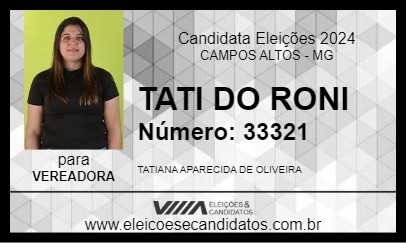 Candidato TATI DO RONI 2024 - CAMPOS ALTOS - Eleições