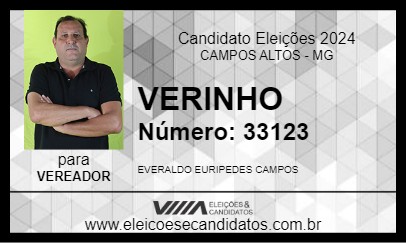 Candidato VERINHO 2024 - CAMPOS ALTOS - Eleições