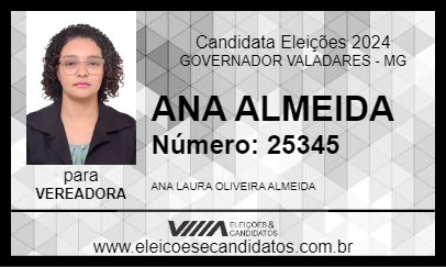 Candidato ANA ALMEIDA 2024 - GOVERNADOR VALADARES - Eleições