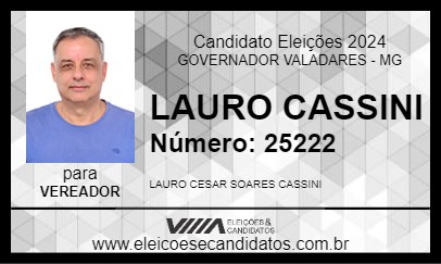 Candidato LAURO CASSINI 2024 - GOVERNADOR VALADARES - Eleições