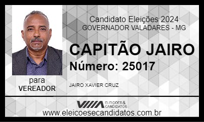 Candidato CAPITÃO JAIRO 2024 - GOVERNADOR VALADARES - Eleições