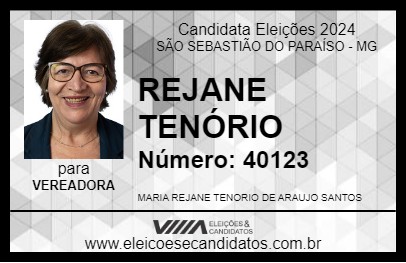 Candidato REJANE TENÓRIO 2024 - SÃO SEBASTIÃO DO PARAÍSO - Eleições