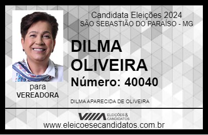 Candidato DILMA OLIVEIRA 2024 - SÃO SEBASTIÃO DO PARAÍSO - Eleições