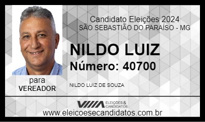 Candidato NILDO LUIZ 2024 - SÃO SEBASTIÃO DO PARAÍSO - Eleições