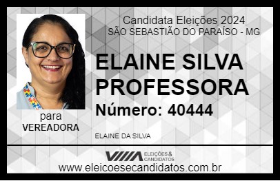 Candidato ELAINE SILVA PROFESSORA 2024 - SÃO SEBASTIÃO DO PARAÍSO - Eleições