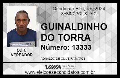 Candidato GUINALDINHO DO TORRA 2024 - SABINÓPOLIS - Eleições