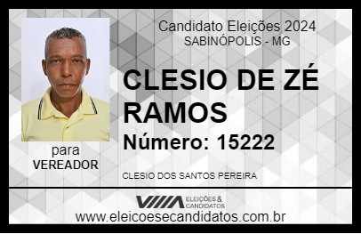 Candidato CLESIO DE ZÉ RAMOS 2024 - SABINÓPOLIS - Eleições