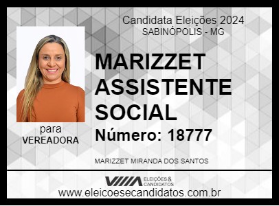 Candidato MARIZZET ASSISTENTE SOCIAL 2024 - SABINÓPOLIS - Eleições