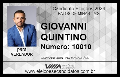 Candidato GIOVANNI QUINTINO 2024 - PATOS DE MINAS - Eleições