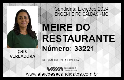 Candidato MEIRE DO RESTAURANTE 2024 - ENGENHEIRO CALDAS - Eleições